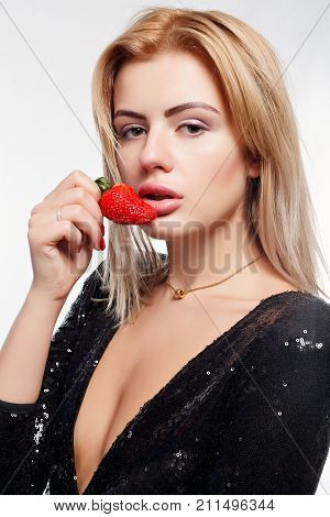 Sexy Blonde With Strawberries