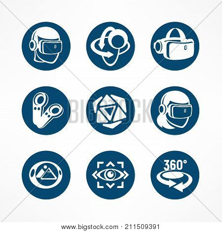Virtual Reality Round Icon Set