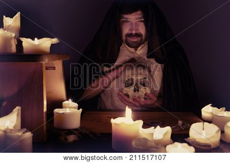 Mysterious session of spiritualist mystic man witcher