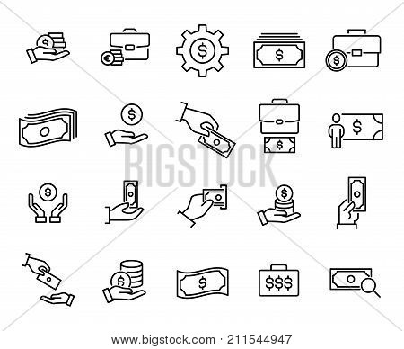 Simple set of earning related outline icons. Elements for mobile concept and web apps. Thin line vector icons for website design and development, app development. Premium pack.