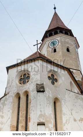 Fragment Of The Church And The  Watchtower With The Clock Of The Fortified Church Prejmer In Prejmer