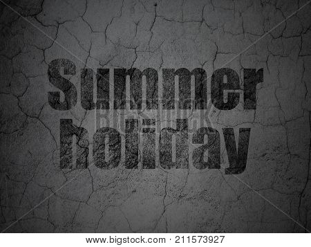 Tourism concept: Black Summer Holiday on grunge textured concrete wall background