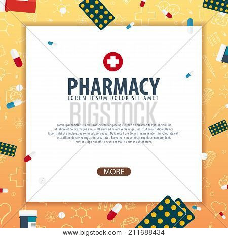 Pharmacy. Medical Banner. Health Care. Vector Medicine Illustration.