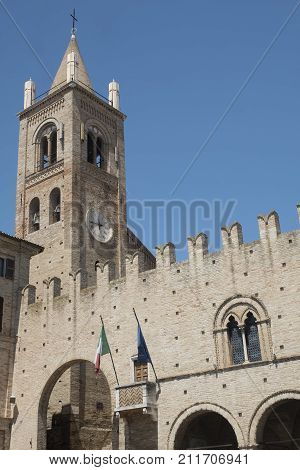 Montecassiano (Macerata Marches Italy) old buildings in the historic town. Palazzo dei Priori