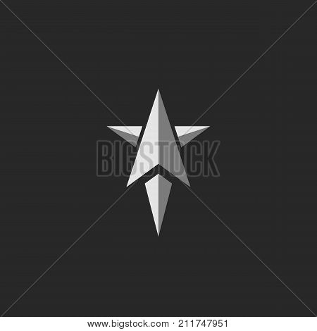 Airplane logo in the abstract star shape startup arrow direction symbol successful rocket launch