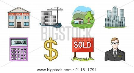 Realtor, agency icons in set collection for design. Buying and selling real estatevector symbol stock  illustration.