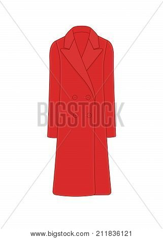 Women's coat robe. Cashmere and wool. Trendy model of women's wardrobe. Vector illustration