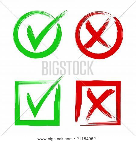 Tick And Cross Signs. Symbols Yes And No, Accept Or Decline Symbol Vector Buttons.