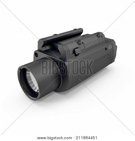 LED Tactical Weapon Light on white background. 3D illustration