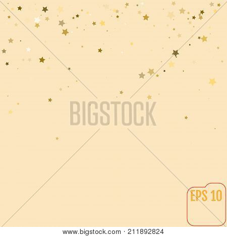 Star Falling Print And Modern Creative Pattern. Golden Starry Ba