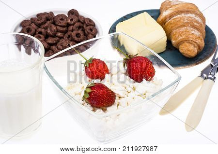 Delicious healthy breakfast with cottage cheese. Stusio Photo