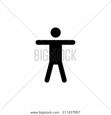 Silhouette of a man who raised his hands icon on white background