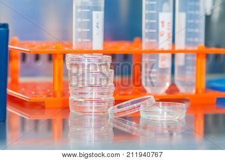 Laboratory Materials In A In A Safety Laminar Air Flow Cabinet At Laboratory