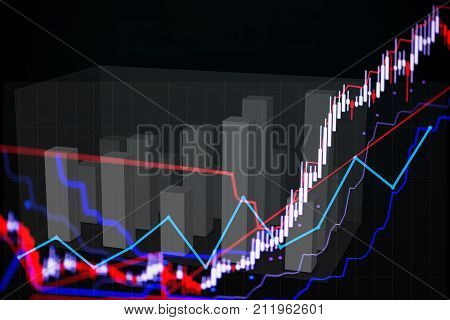 Candle Stick Graph Chart With Indicator Showing Bullish Point Or Bearish Point, Up Trend Or Down Tre