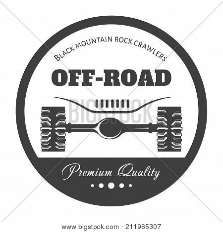 Off-road 4x4 extreme car club logo template. Vector symbol or icon of off road car