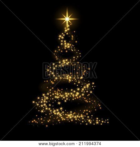 Gold Christmas Tree Vector Photo Free Trial Bigstock