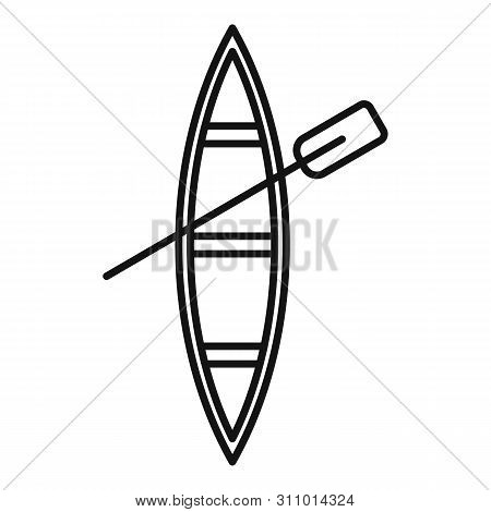 Top View Wood Boat Icon. Outline Top View Wood Boat Icon For Web Design Isolated On White Background