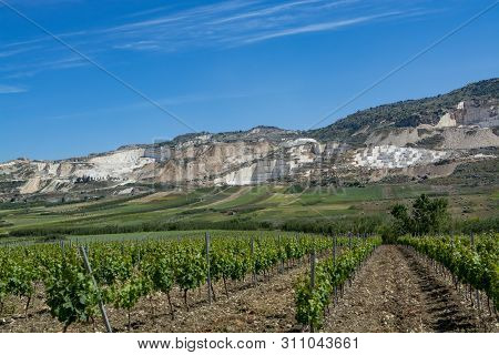 Extraction Of Perlato And Perlatino Of Sicily Light Biege Marble, Marble Quarries Near Trapani, Sici