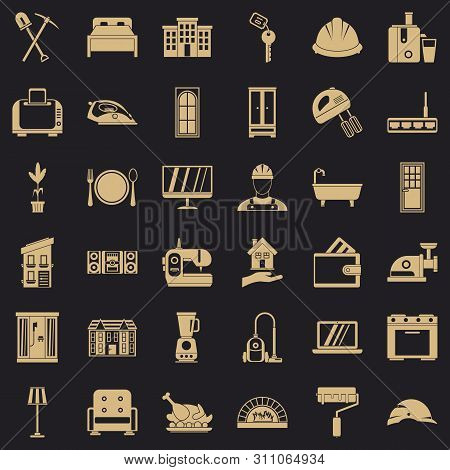Cozy House Icons Set. Simple Style Of 36 Cozy House Icons For Web For Any Design