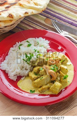 Authentic Indian Chicken Korma Curry With Jasmine Rice
