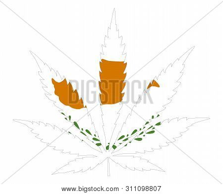 Cannabis Leaf Flag. The Concept Of Legalization Of Marijuana, Cannabis In Cyprus
