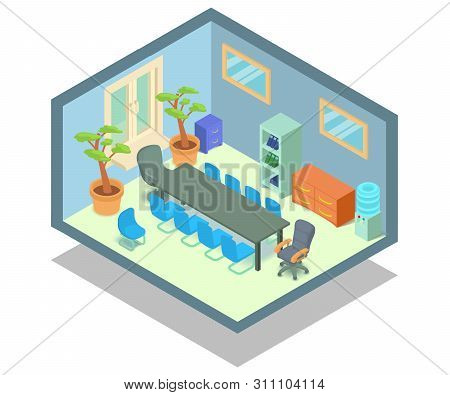 Secretaire Concept Banner. Isometric Banner Of Secretaire Concept For Web, Giftcard And Postcard