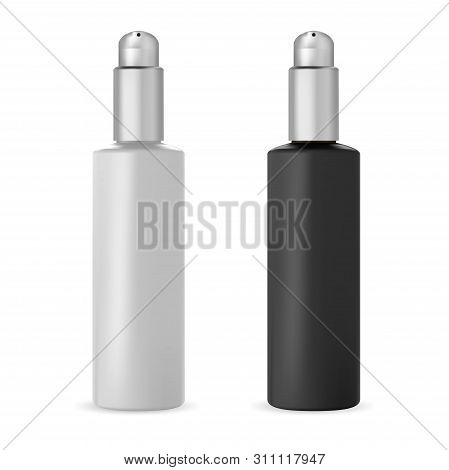 Pump Dispencer Bottle. Plastic Cosmetic Packaging Illustration. Cream Or Gel Container Template. Iso
