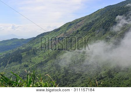 Mountain Scenery Of Hai Van Pass At Sunny Day In Da Nang, Vietnam.