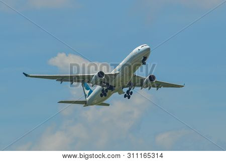 Saigon, Vietnam - Jun 19, 2019. Cathay Pacific B-lao (airbus A330-300) Taking-off From Tan Son Nhat 