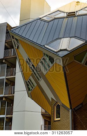 Rotterdam, Netherlands - May 31, 2019: Cube Houses Are  Set Of Modern Architectural Designed Innovat