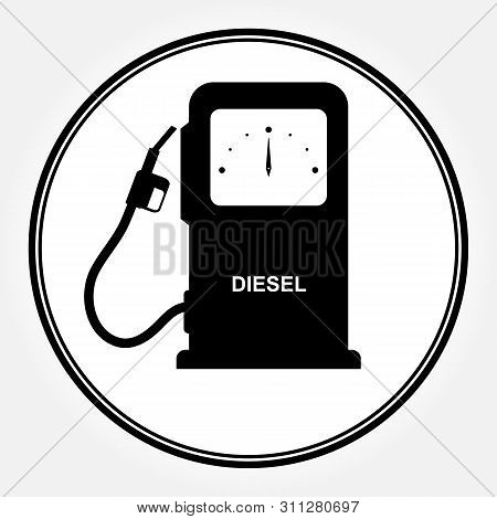 Symbol Of The Column For Filling Cars With Diesel Fuel. Flat Icon That Says Diesel. Icon Of Automati
