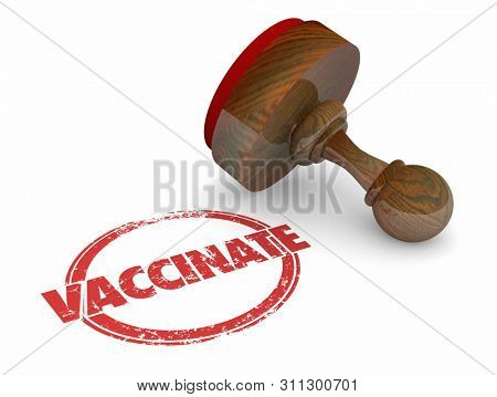 Vaccinate Round Stamp Vaccination Immunization 3d Illustration
