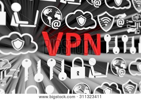 Vpn Concept Blurred Background 3d Render Illustration