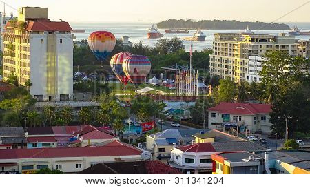 Labuan,malaysia-july 6,2019:early Morning View Of The City Of Labuan Town,malaysia.labuan Town Is Th