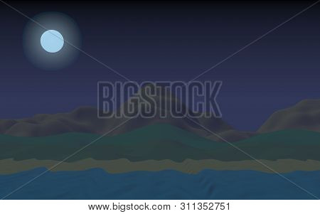 Starry Moonless Sky. Ocean Shore Line With Waves On A Beach. Island Beach Paradise With Waves. Vacat