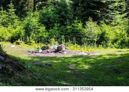 Plastic Pets Over A Barbeque Place In The Iezer Mountains.