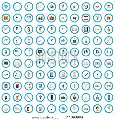 100 Information Icons Set In Cartoon Style For Any Design Illustration