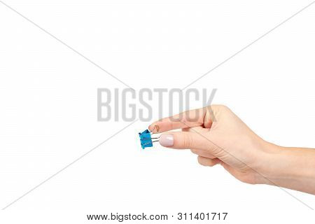 Hand With Color Paper Cilp, Office Accessory, Fastener For Notes