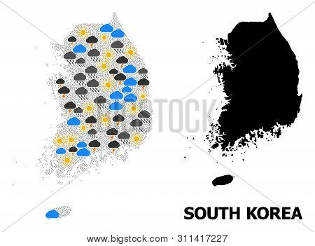 Climate Mosaic Vector Map Of South Korea. Geographic Mosaic Map Of South Korea Is Created With Rando