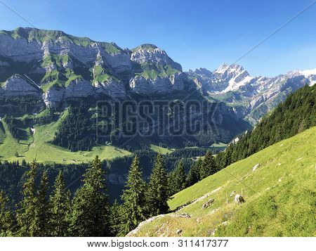 Alpine Peaks Schafberg And Marwees In The Alpstein Mountain Range And In The Appenzellerland Region 