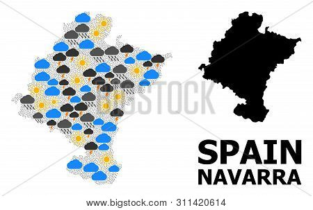 Climate Collage Vector Map Of Navarra Province. Geographic Collage Map Of Navarra Province Is Done F