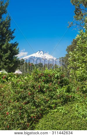 Pucon In Central Chile On A Blue Skies Sunny Day