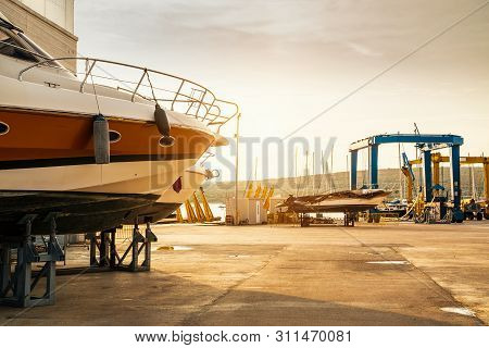 Shipyard In Punat Harbor, Krk Island , Croatia