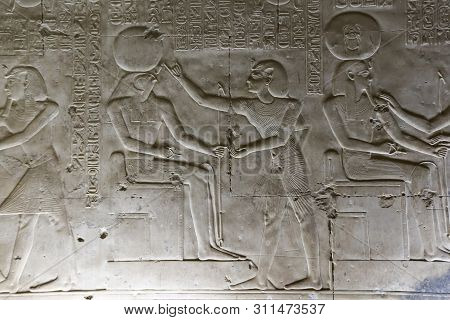 Scene From Abydos Temple In Madfuna, Egypt