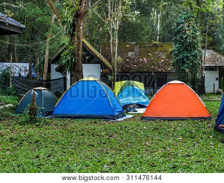 Tent Camping In National Parks Waterfall Lor Su Umphang In Thailand