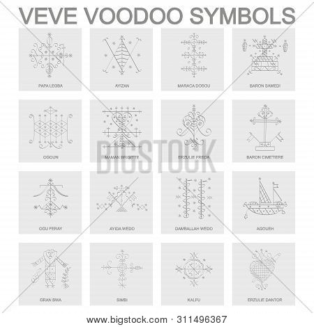 Vector Icon With Veve Voodoo Symbols For Your Design