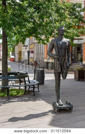 The Tin Soldier Statue From The Tale Of Writer H.c. Andersen At Odense On Denmark