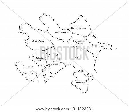 Vector Isolated Illustration Of Simplified Administrative Map Of Azerbaijan. Borders And Names Of Th