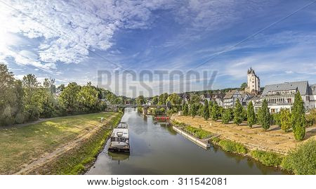 Historic Diez Castle At River Lahn , Rhineland-palatinate, Germany. Fairytale View Of Castle From Ol