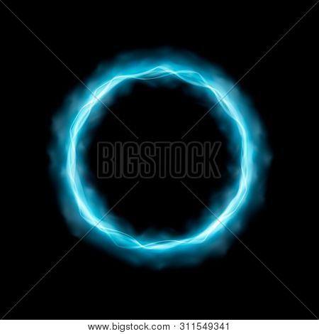 Neon Round Frame With Smoke. Vector Illustration